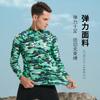 Mens Camo Rash Guard Long Sleeve UV Protection Swimwear Snorkeling Diving Water Sports