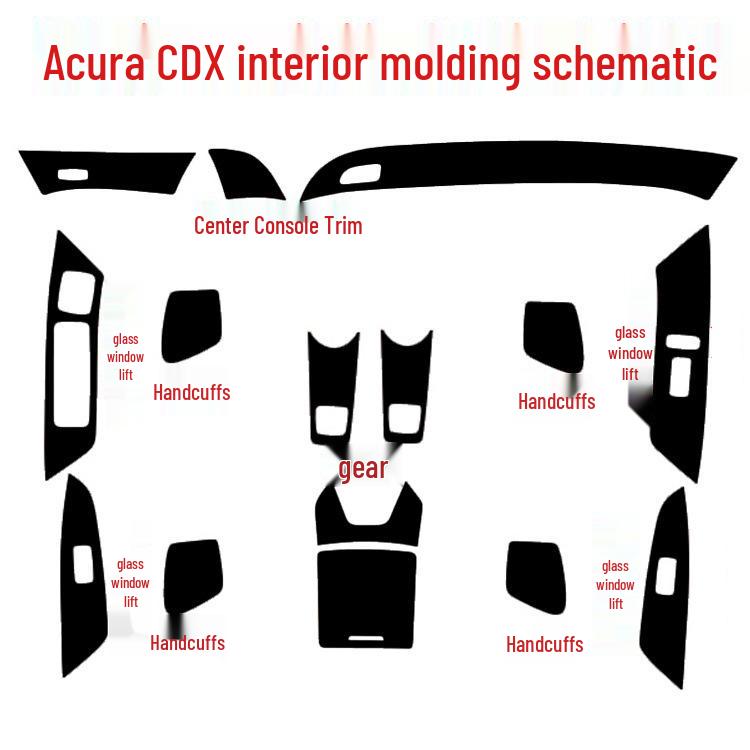 Acura RDX and CDX Carbon Fiber Gear Console Decorative Stickers