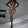 Sex Underwear Mesh Sexy Fishnet Onesie Pajamas Long Sleeve Halter Jacquard Tights