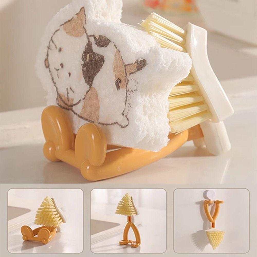3pcs Multifunctional Foldable Cleaning Brush Short Handle Crevice Cleaning Brush Bathroom