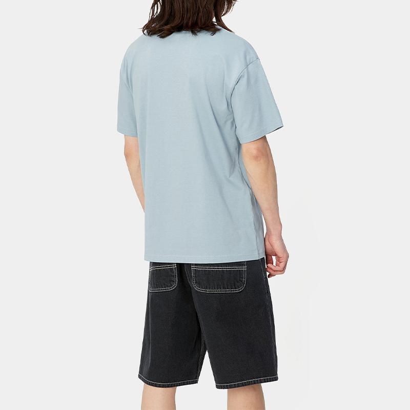 Carhartt WIP SS24 S/S Футболка с пиксельным цветочным принтом Унисекс Топы Матово-синий I033161-0F4-XX