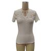 Women's New Fan-shaped Front and Back V-neck Lace Splicing Slim Thin T-shirt Short-sleeved Tops