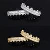 European and American Trendy HIOHOP 18K Gold Plated Hip Hop Grillz with Copper Inlaid Square Rhinestones.