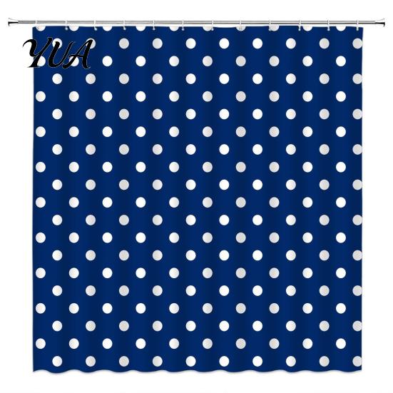 Easy Install Shower Curtains for Home Polka Dot Curtain with Hooks, Waterproof Fabric Bathroom Curtain, Retro Bath Hotel Quality Polyester Bathtub