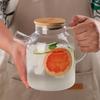 1/1.8LGlass Teapot with Bamboo Lid Transparent Heat-Resistant Thicken Glass Pitcher Cold Water Jug Household Puer Kettle Tea Pot