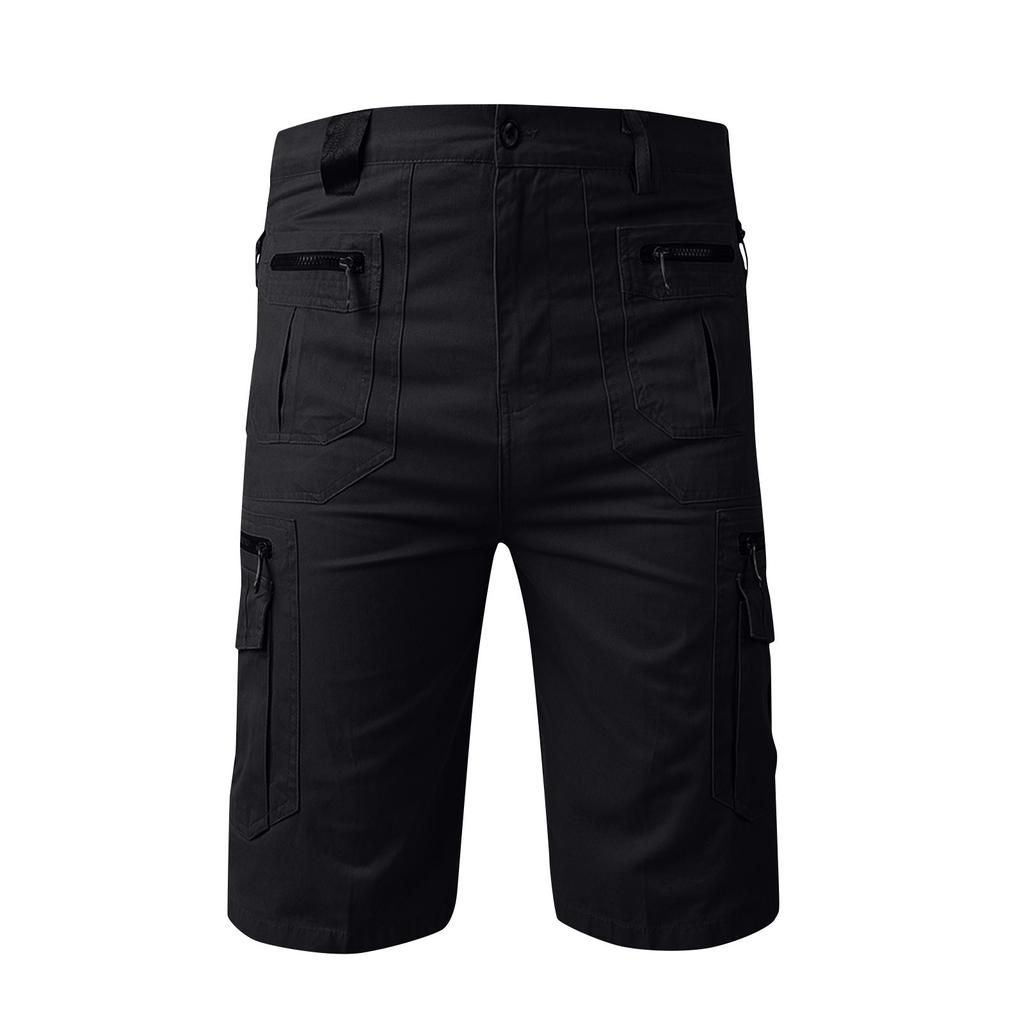 Мужские капри, свободные прямые повседневные хлопковые рабочие шорты с несколькими карманами