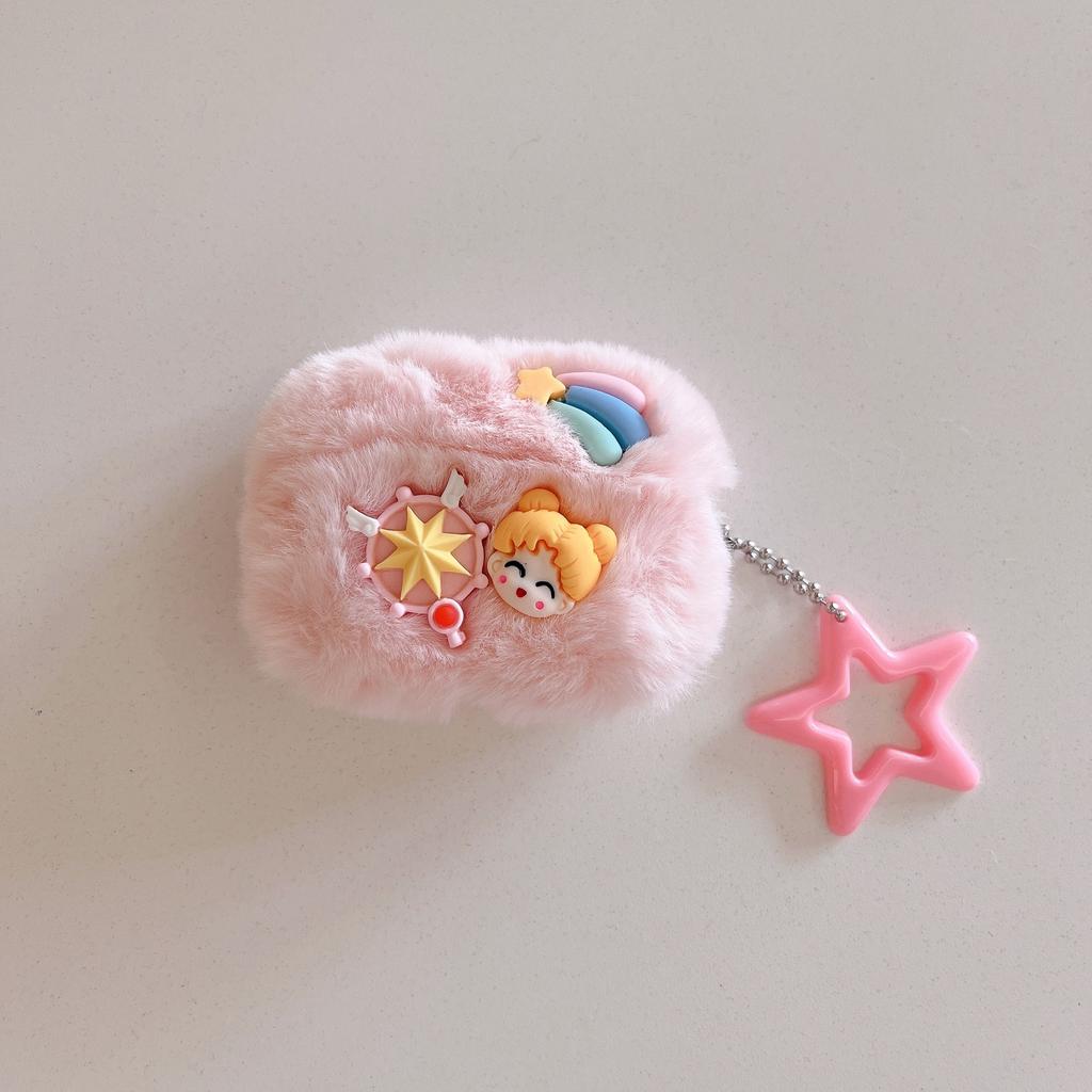 Japan and Korea applicable plush three-dimensional beauty girl AirPods 1 protective case pro1 bluetooth 1/1 generation earphone case pendant