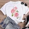 (Asian Size) Fashion Print Female Flower Lovely 90s Trend Cute Casual T Clothing Casual Women's Top Graphic Tee Short Sleeve T-shirts