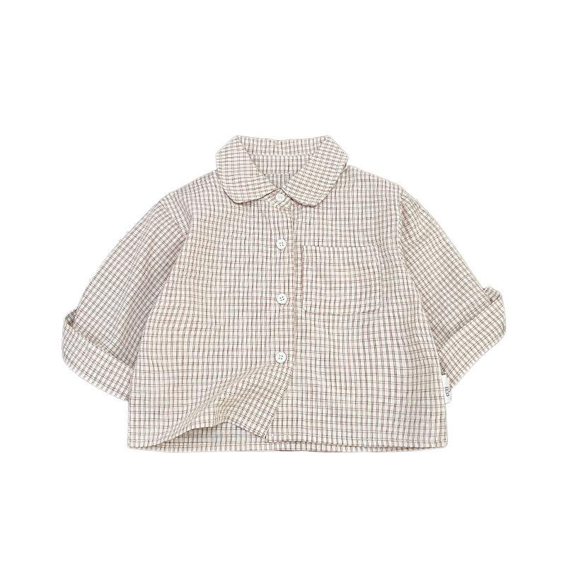 Spring Children'S Plaid Long-Sleeved Pure Cotton Shirt New Baby Clothes Top