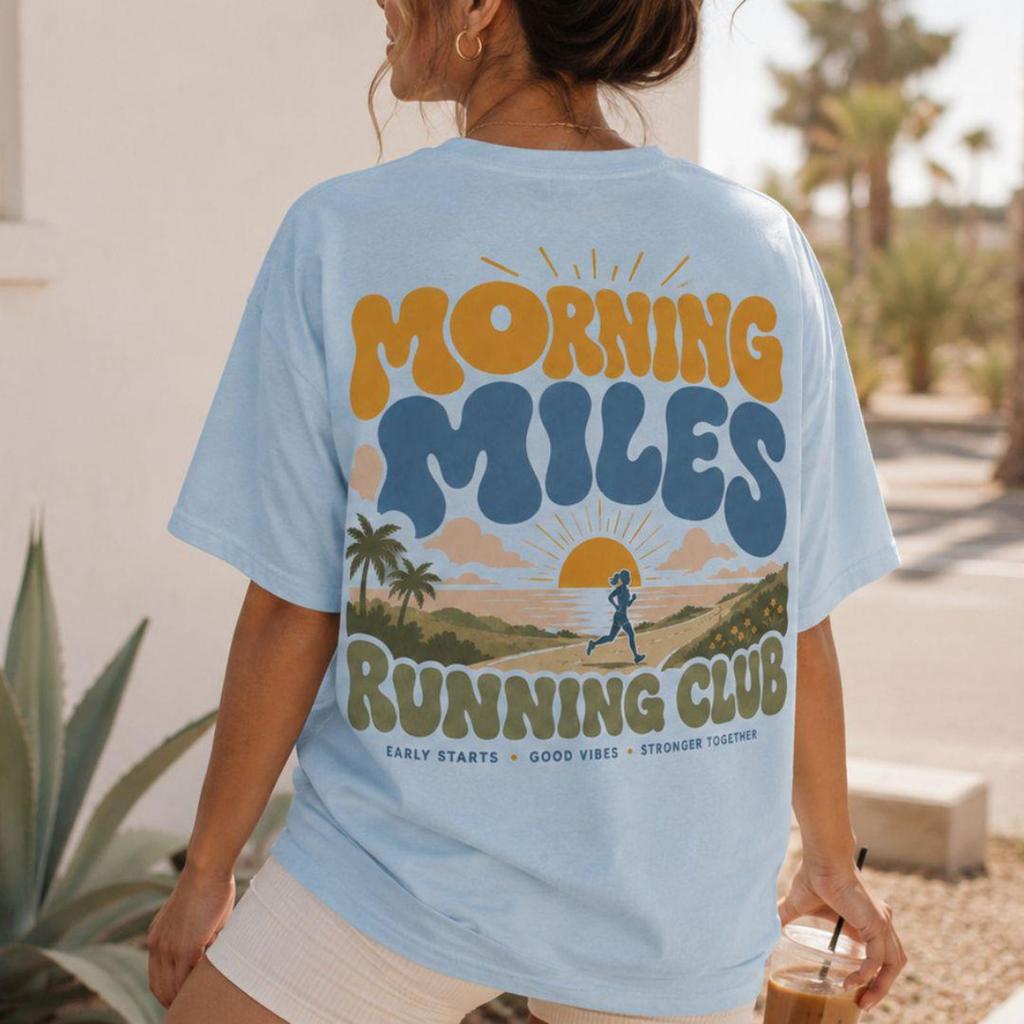 Morning Miles Running Club Shirt | Retro Running Tee | Vintage Runner Shirt | Running T-Shirt | Morning Run Club Tee | Marathon Runner Gift