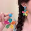 Серьги-гвоздики 'Цветок из рафии Серебряная игла' - Ручная работа, плетеные, в отпускном стиле, с высококлассным дизайном и ощущением легкой роскоши