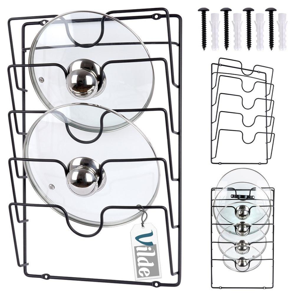 Black metal lid hanger