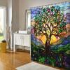 Stained Glass Tree of Life Waterproof Shower Curtain for Bathroom Decor, Modern Art Design, Vibrant Colors, Unique Style