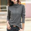 Tee Shirt Femme Cotton Diamond Women Half Turtleneck Long Sleeve Tees Spring Tops Korean Style Clothes For Woman