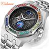Men's Classic Multifunctional Fashion Mechanical Watch Waterproof Luminous Color Diamond Starry Sky Moon Phase Wristwatch