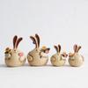 1Pair Delicate Easter Garlic Rabbits Resin Artware Decoration Desk Figure Ornament Chubby Bunny Handmade Figurine Animal Birthday Gift
