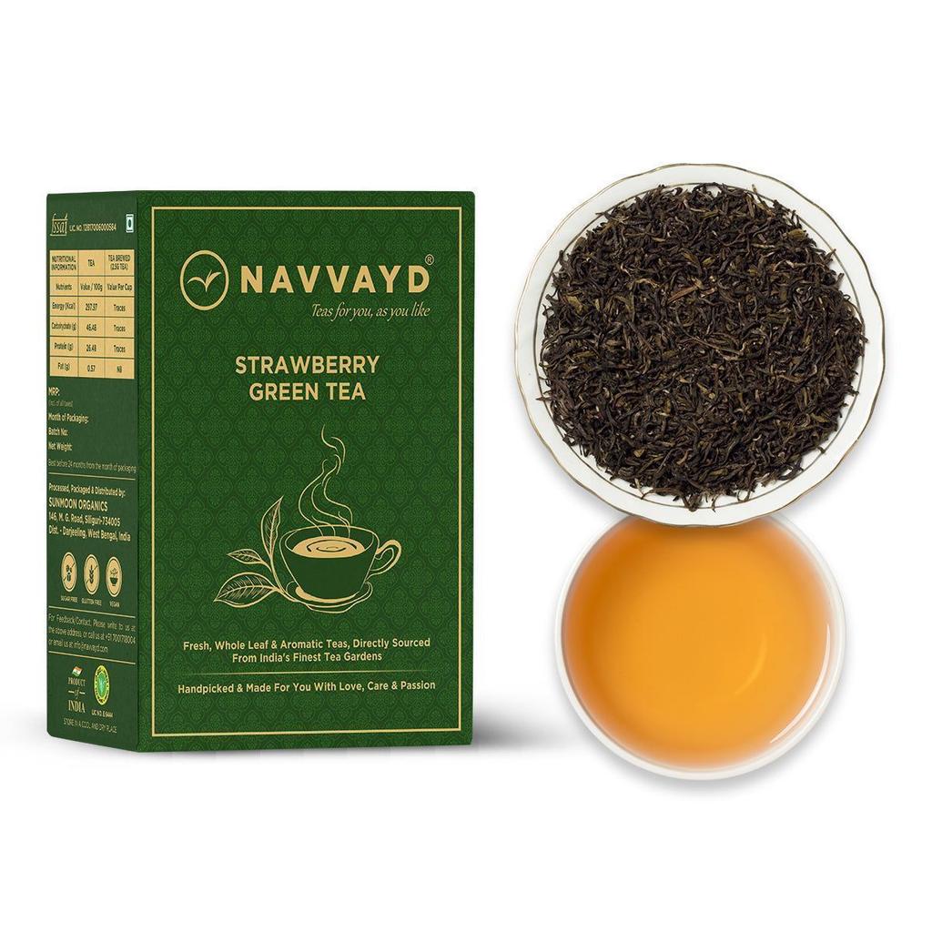 Зеленый чай с Клубникой (100 г), Strawberry Green Tea,  Navvayd
