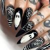 Hot-selling Water Drop Nail Art Tablets, Striped Spider Web Fake Nail Patches Wholesale, Halloween Grimace Wearing Nail