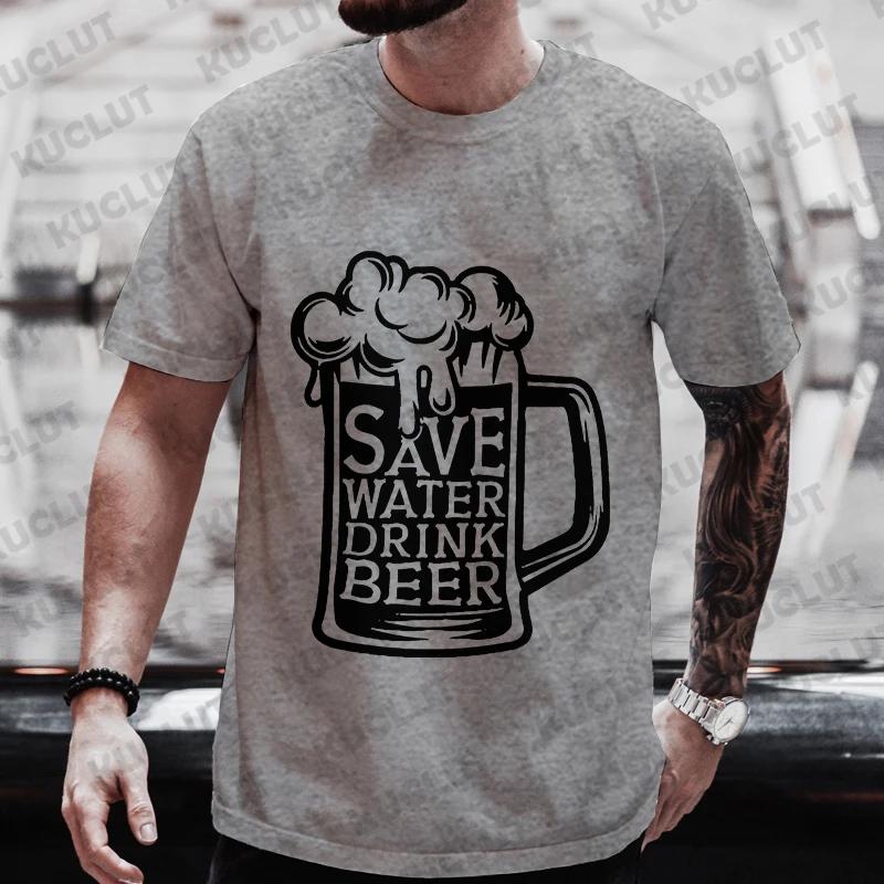 Funny Graphic Tops Men T Shirt Save Water Drink Beer Clothes Bachelor Party Tees Drinking Team Matching Outfit Streetwear