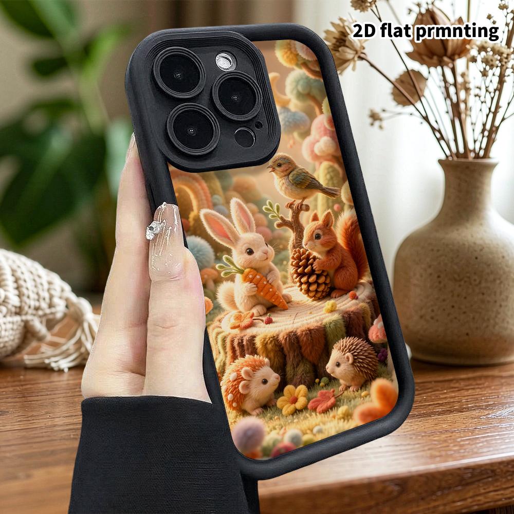 Чехол для телефона: 2D плоский дизайн, подходящий для защитного чехла iPhone 18 17 16 15 14 13 Pro, подарок на вечеринку с лесными животными, идеальный рождественский и хэллоуинский празд