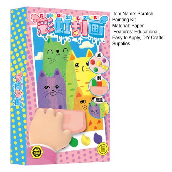 35Pcs/Set Kids Squeegee Art Craft Kit Rainbow Scratch Paper Art Kit Educational DIY Children Dot Scratch Painting Toy Toddlers Boys Girls Party