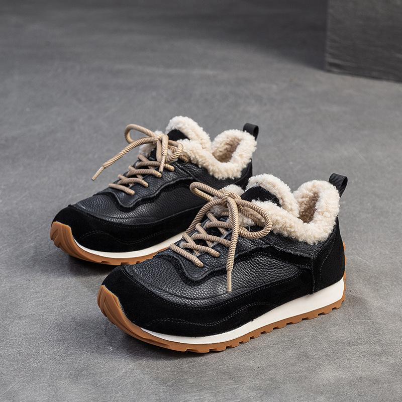 Johnature Thick Soled Casual Sneaker Shoes Retro Soft Soled Comfortable Genuine Leather Women's Shoes