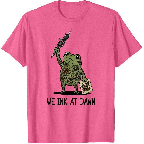 We Ink At Dawn Funny Frog Meme Tattoo Artist Body Art T-Shirt