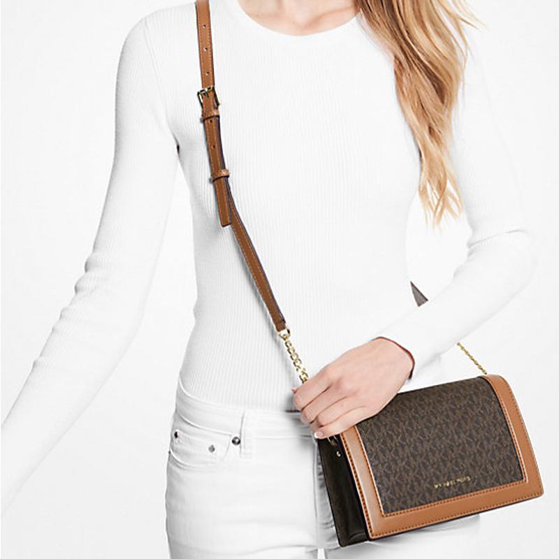 New MICHAEL KORS Jet Set Canvas Shoulder Bag, Crossbody Bag Tubas Women's Brown 32S2GJ6C7B