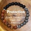 Triple Protection Bracelet:Tiger Eye, Black Obsidian, & Hematite 8mm Round Protection Crystals (Zircon Stretch Bracelet)