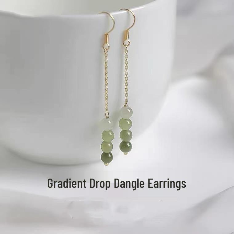 Ретро китайские клипсы в стиле Ханьфу из нефрита Хэтянь - Уникальный нишевый дизайн, не требующий пирсинга