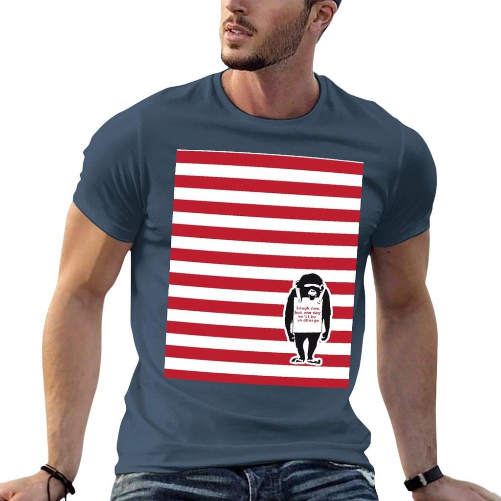 Banksy Quote Monkey Chimpanze Laugh Now But One Day Well Be In Charge Graffiti Street Art With Banksy Signature Tag An Tshirt
