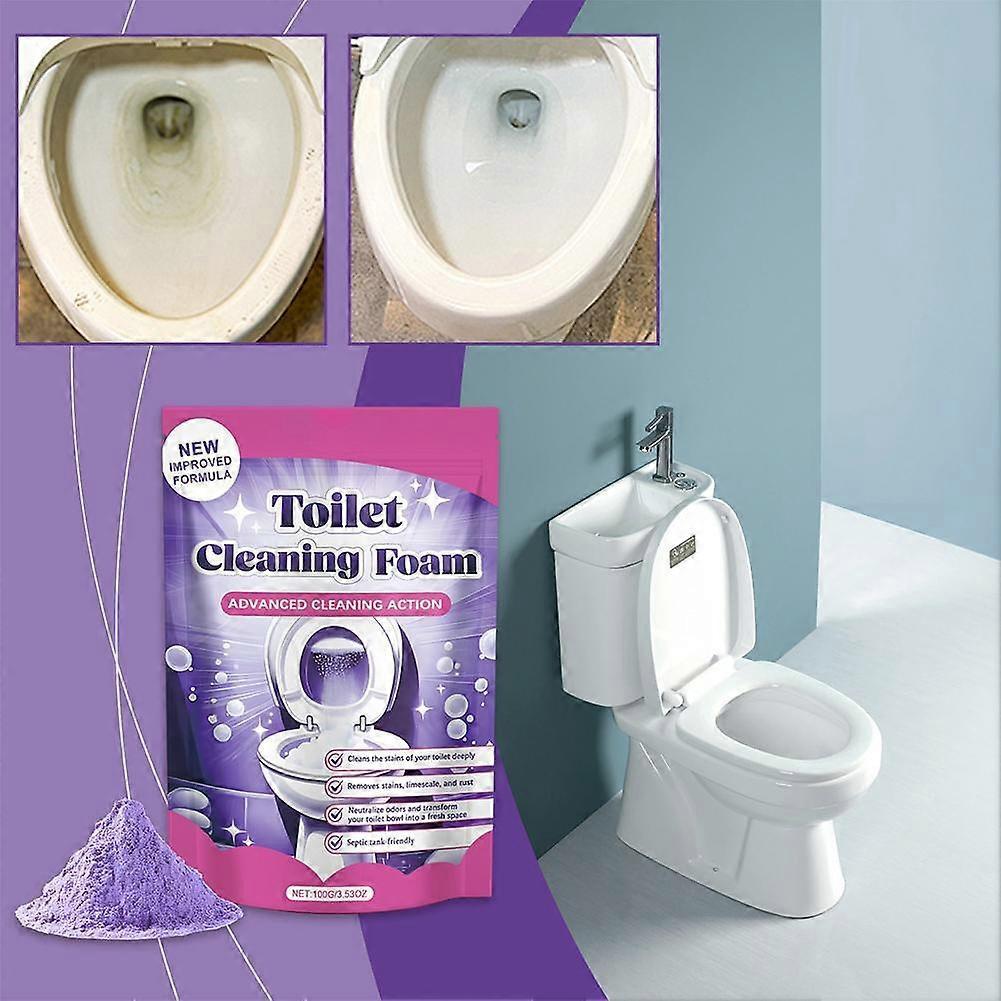 100g Toilet Cleaner, Toilet Bowl Cleaning Purple Foam for Bathroom Stains, Yellowing-1-5X