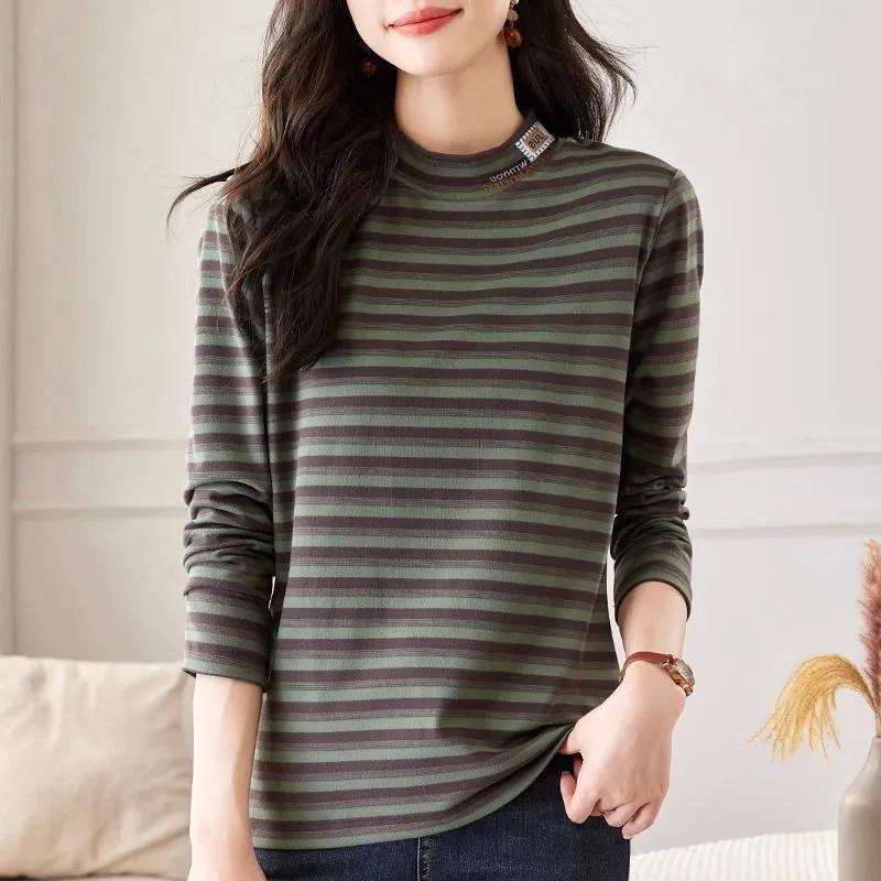 Футболка, топы, женская хлопковая блузка, свободная, удобная, эластичная, с длинным рукавом, однотонная, с круглым вырезом, свободные топы