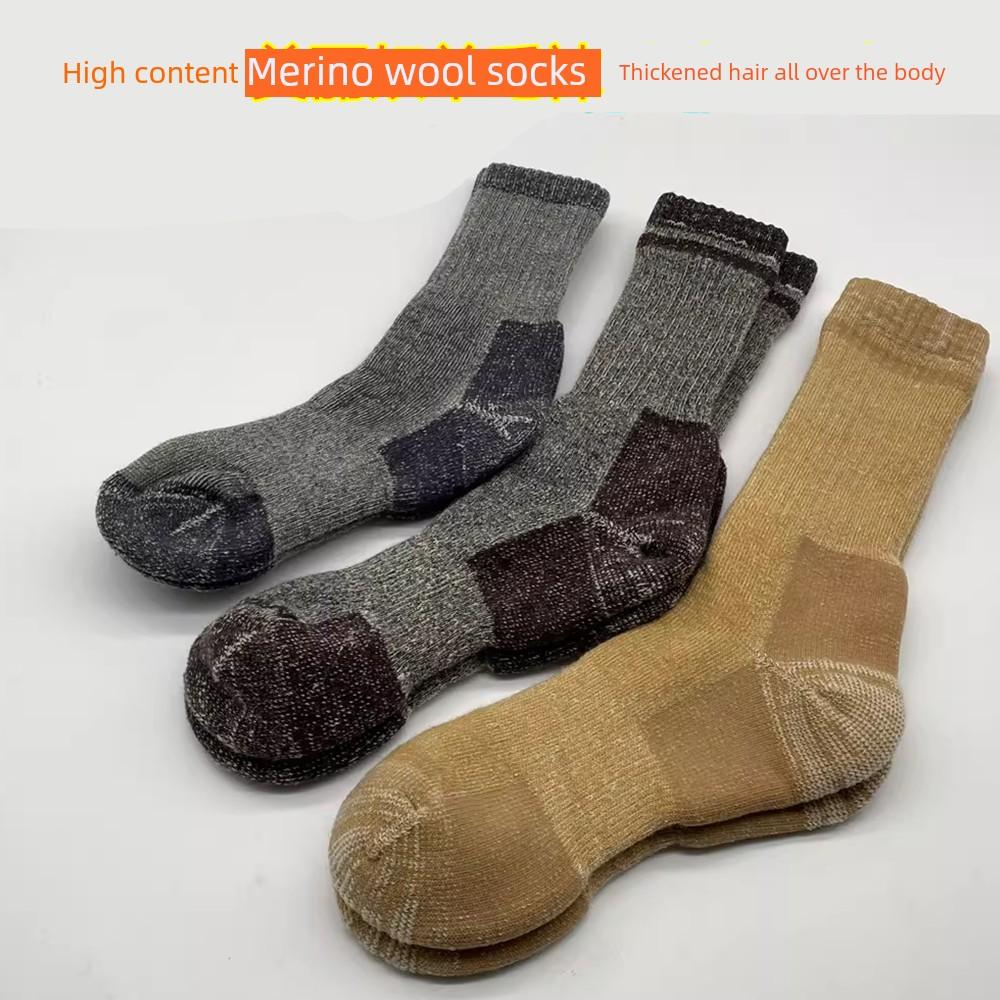 80% шерсть мериноса Осень и Зима Heattech Мужские и Женские Длинные Петлевые Extra Thick Пушистые Носки для Тренировок Уличные Снежные Холодные Носки