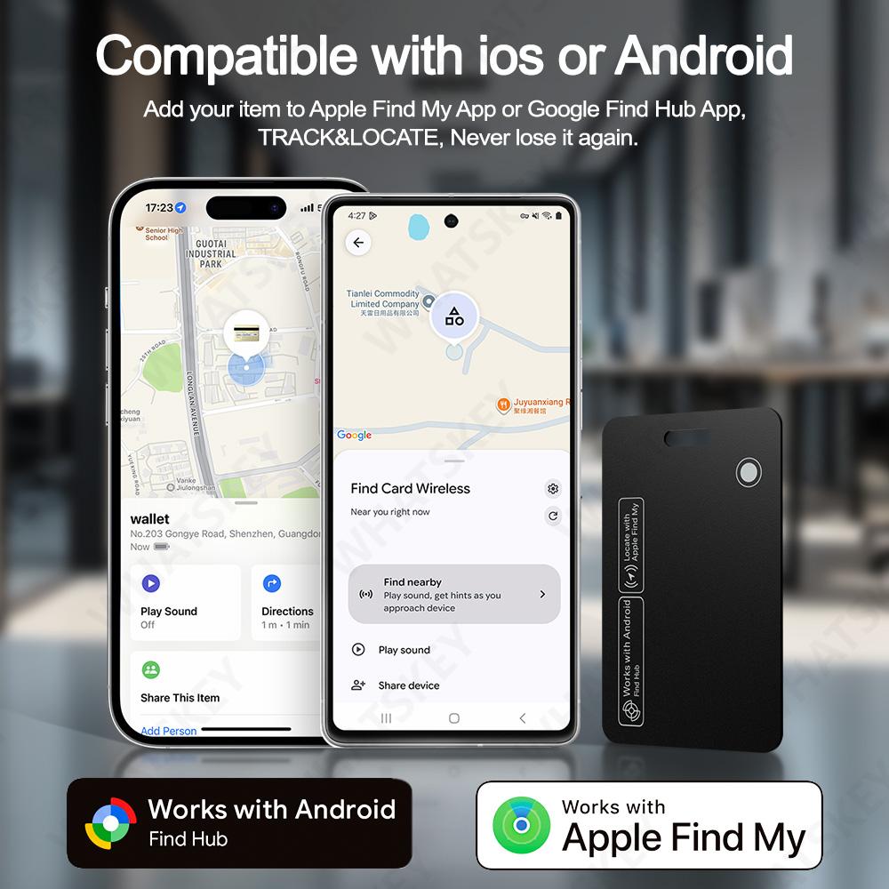 Thin Wallet Tracker Card for iOS Android Find My Google Find Hub Waterproof Bluetooth Finder for Wallet Luggage Passport 5