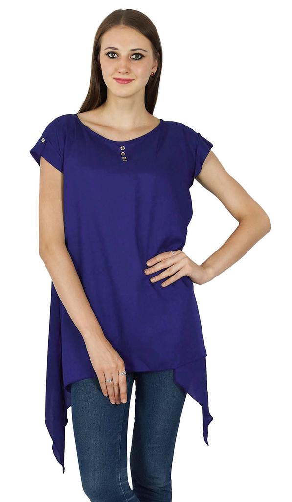 Boho Top Sundress Short Sleeve Solid Summer Beach Women Wear Casual Tunic