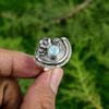Natural Larimar Gemstone Solitaire Flower Adjustable Ring 925 Silver For Girls