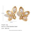 European and American Fashion Niche Geometric Personality Stainless Steel Plated with 18K Zircon Flower Earrings for Women
