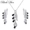 Women Black Zircon Jewelry Sets Drop Earrings & Necklace for Women