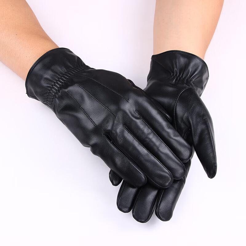 Hengyuanxiang Men's Premium Black Sheepskin Gloves