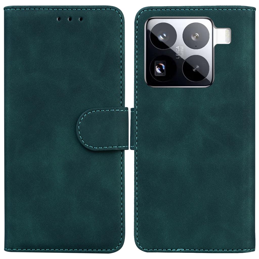 Чехол-кошелек из натуральной кожи однотонный для Xiaomi 15 Pro