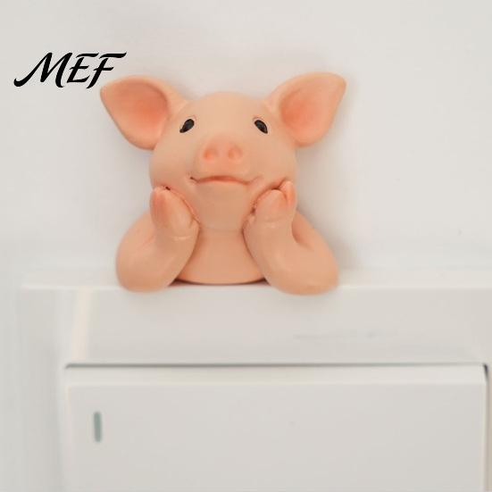 Adhesive Wall Decor Stickers 3D Cute Animal Light Switch Sticker, Cartoon Pig Cat Mermaid Frog Decorative Resin Stickers, Self?Adhesive Socket Panel
