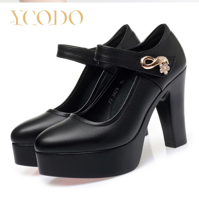 Удобные модельные туфли Мэри Джейн из натуральной кожи для студентов и девочек на высоком каблуке для женщин