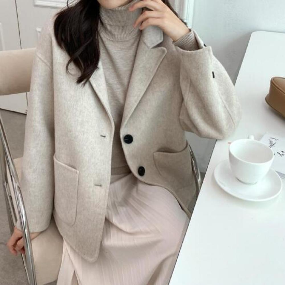 New Arrivals Open Run Women Wool Soft Collar Pastel Winter Jacket