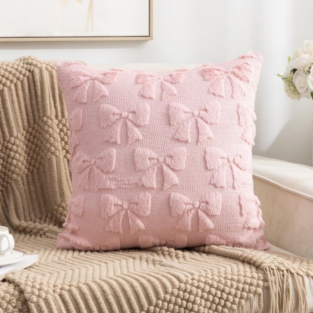 Bunny Bow and Daisy Fluffy Pillow Cover Super Soft Pillow Case Throw Pillowcase  Home Decoration