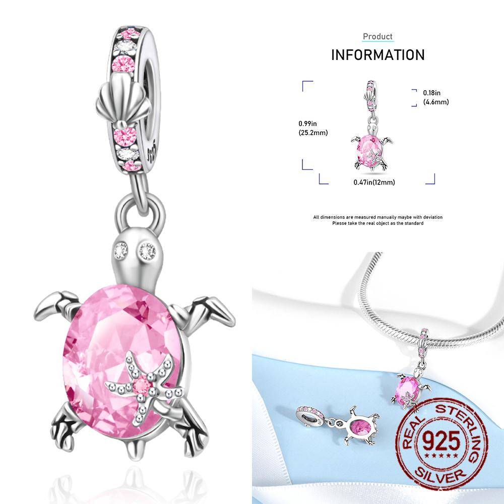 Медные шармы-подвески в виде морской черепахи с камнями-талисманами по месяцам рождения, подходят для оригинального браслета для женщин, ювелирные изделия