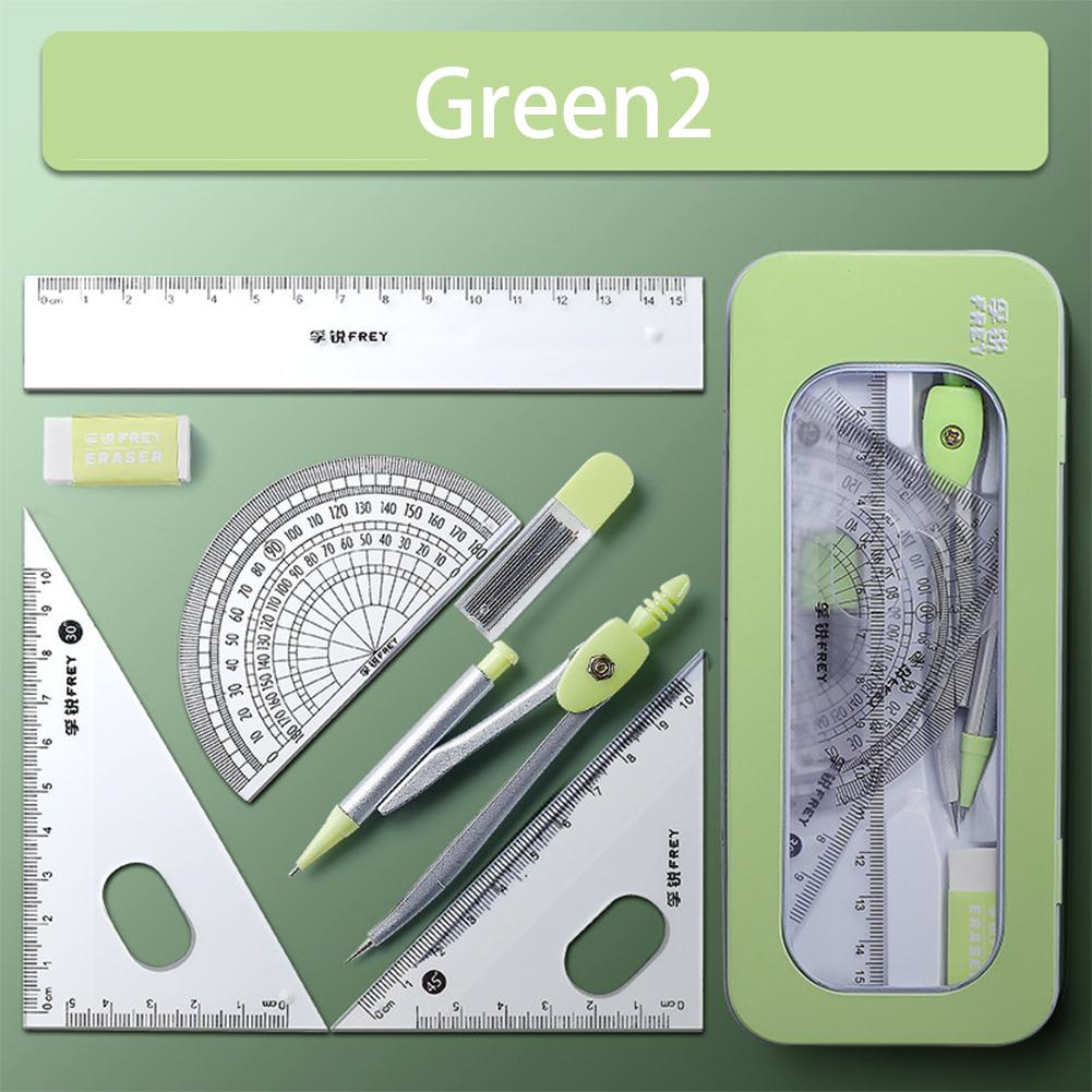 Набор из 7 геометрических математических инструментов для рисования, многофункциональный циркуль, транспортир, линейка, ластик