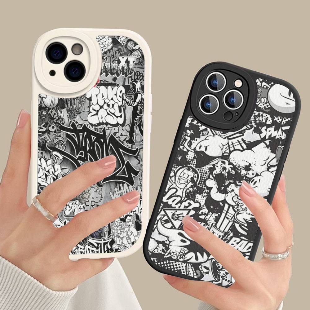 Крутой черный чехол для телефона с граффити, твердая кожа, для iPhone 16 15 14 13 12 Mini 11 14 Pro Max Xs X Xr 7 8 Plus Fundas