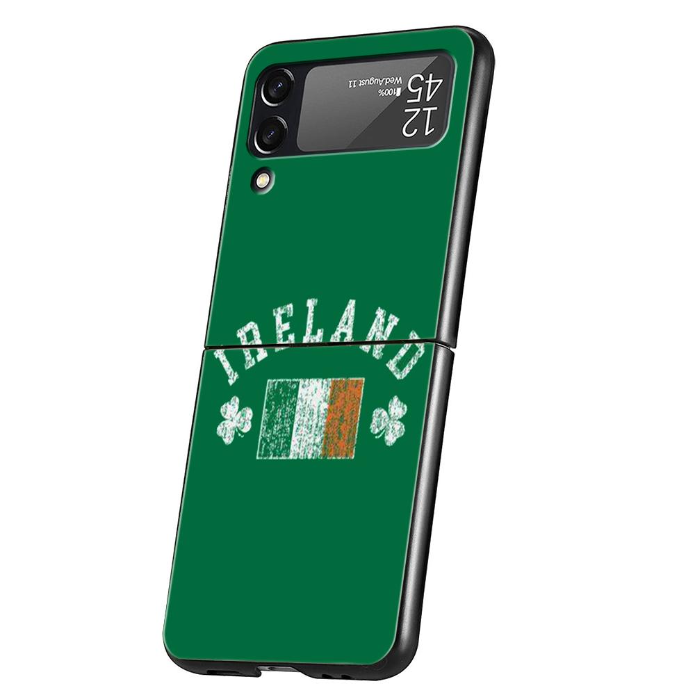 Чехол для телефона с флагом Ирландии для Samsung Galaxy Z Flip 3 4 5 6 7 Жесткий Черный Складной ПК Для Samsung Z Flip3 Flip4 Flip5 Чехол