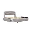 Iris - Solid and Comfortable Bed 140x200 with Base with 4 Drawers GREY Color Headboard Feet In 4 Cm - 2
